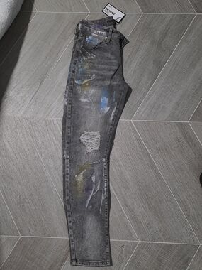 Rue21 Black/Grey Skinny Jeans with Paint Splatters 26/30